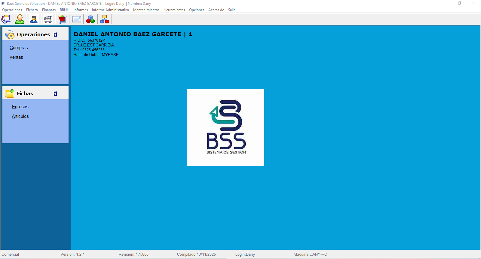 Sistema BSS - Pantalla Principal